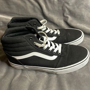 Black/White Vans hi-top sneakers
